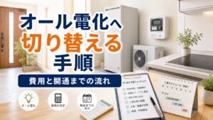 オール電化へ切り替える手順と費用｜申し込みから開通まで｜比較前ガイドのアイキャッチ画像