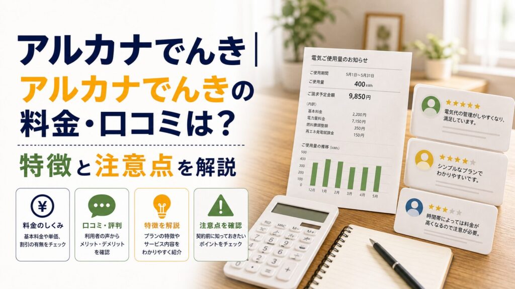 アルカナでんき|アルカナでんきの料金・口コミは？特徴と注意点を解説のアイキャッチ画像