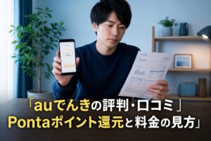 auでんきの評判・口コミ｜Pontaポイント還元と料金の見方のアイキャッチ画像
