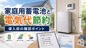 家庭用蓄電池と電気代節約の関係｜導入前に確認すべきポイント｜比較・見直しガイドのアイキャッチ画像