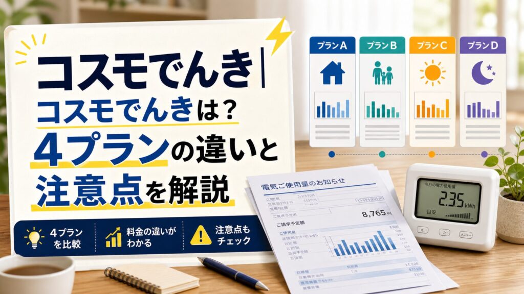 コスモでんき|コスモでんきは？4プランの違いと注意点を解説のアイキャッチ画像