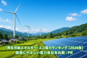 再生可能エネルギー・エコ電力ランキング【2026年】環境にやさしい電力会社を比較｜PRのアイキャッチ画像
