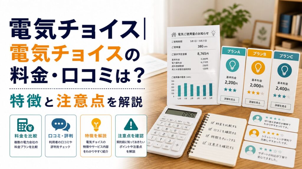電気チョイス|電気チョイスの料金・口コミは？特徴と注意点を解説のアイキャッチ画像