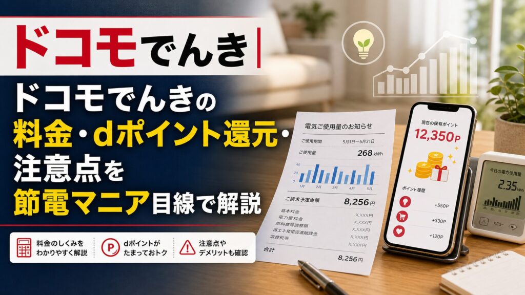 ドコモでんき|料金・dポイント還元・Greenの注意点を解説のアイキャッチ画像