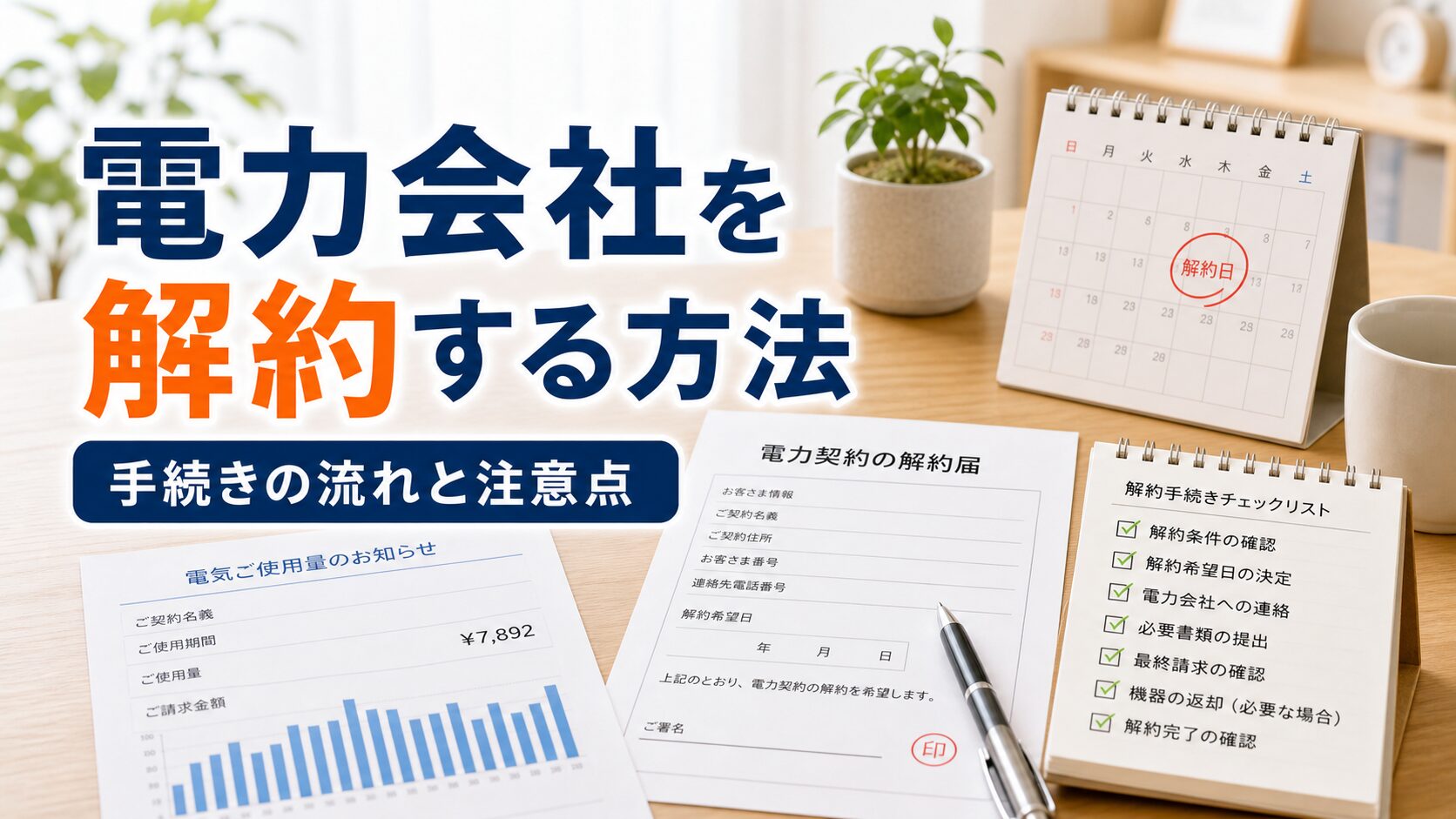 電力会社を解約する方法｜手続きの流れと注意点｜比較前ガイドのアイキャッチ画像