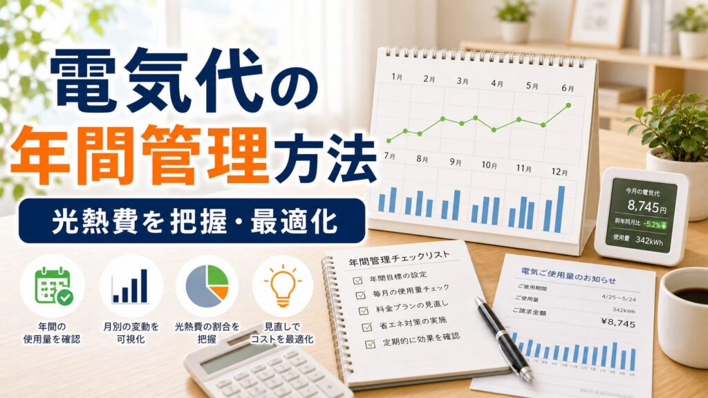 電気代の年間管理方法｜家計の光熱費を把握・最適化する｜比較前ガイドのアイキャッチ画像