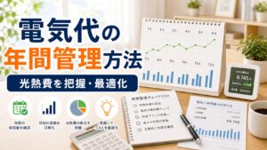 電気代の年間管理方法｜家計の光熱費を把握・最適化する｜比較前ガイドのアイキャッチ画像