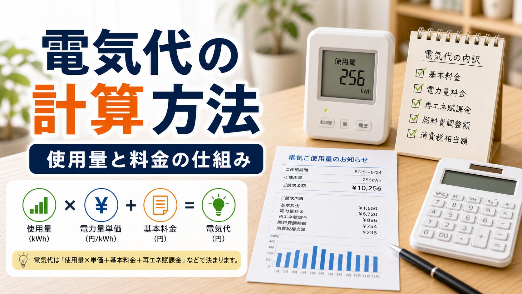 電気代の計算方法｜使用量と料金の仕組み｜比較前ガイドのアイキャッチ画像