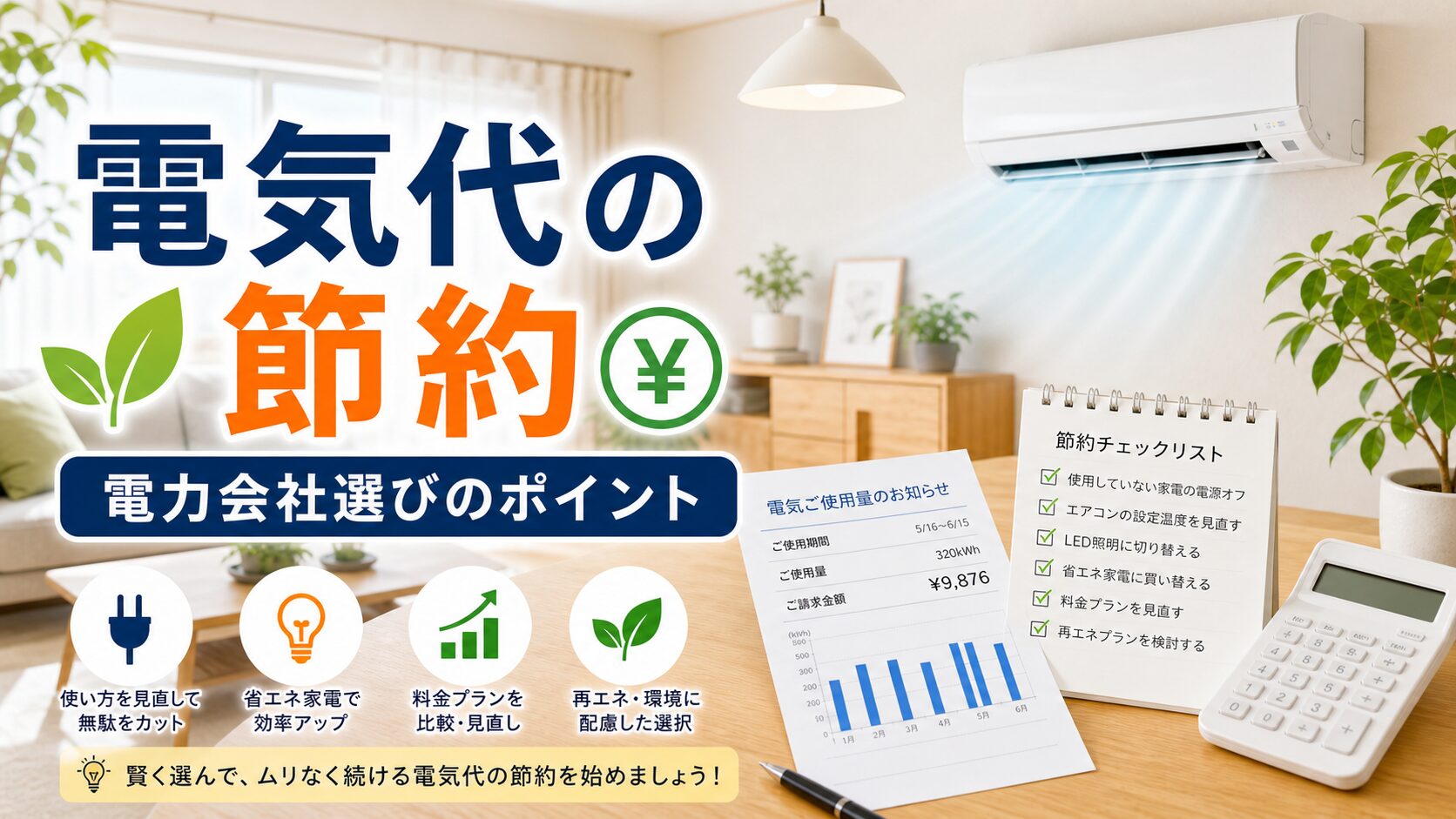 電気代の節約の比較ポイント｜選び方と注意点のアイキャッチ画像