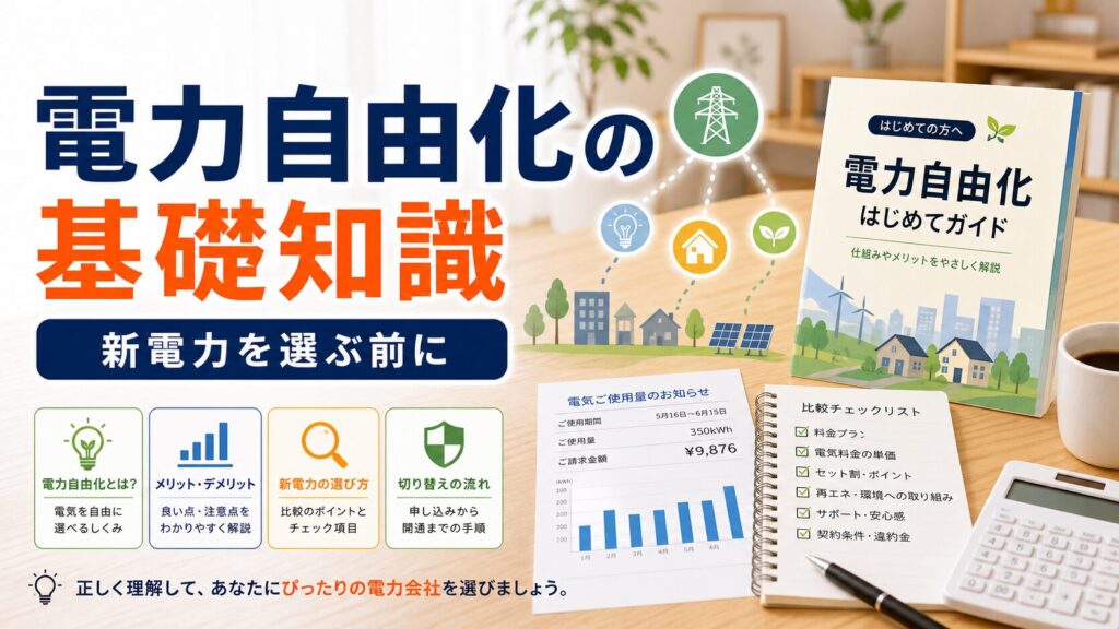 電力自由化とは？新電力への乗り換えの仕組みと基礎知識の比較ポイント｜選び方と注意点のアイキャッチ画像