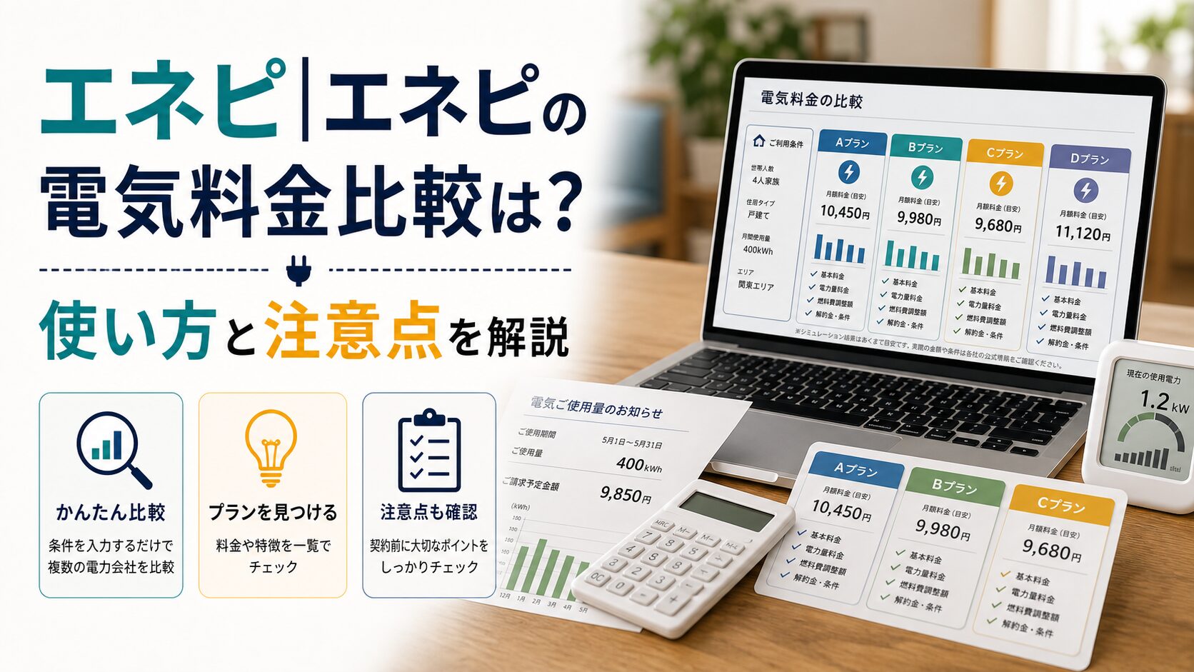 エネピ|エネピの電気料金比較は？使い方と注意点を解説のアイキャッチ画像