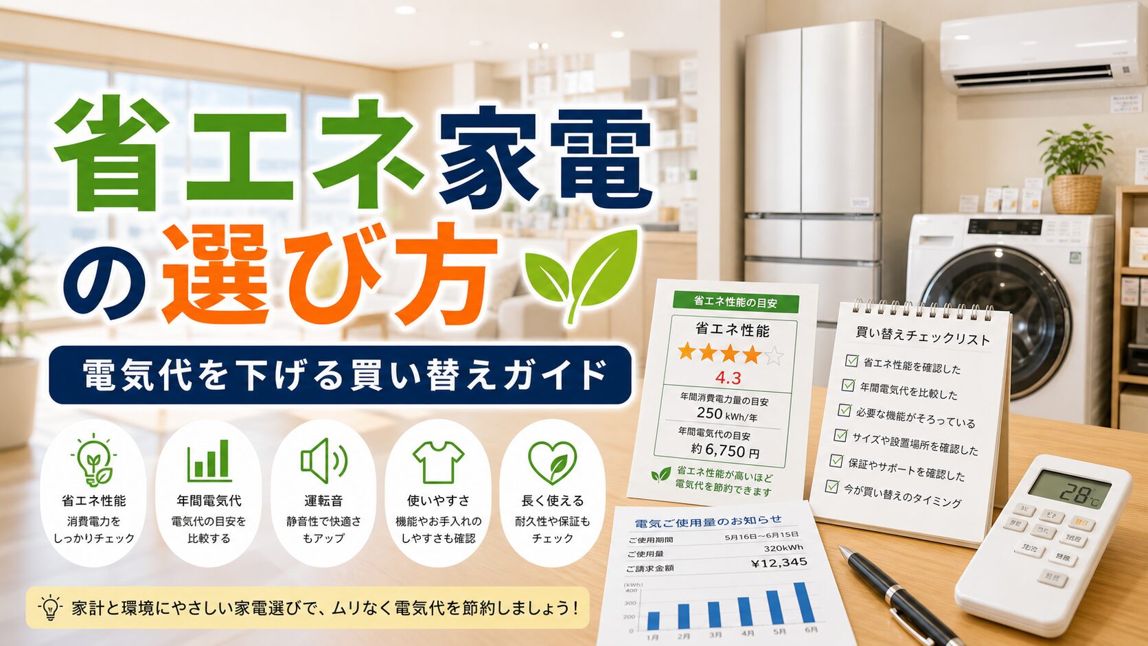 省エネ家電の選び方比較｜電気代を下げる家電買い替えガイドのアイキャッチ画像