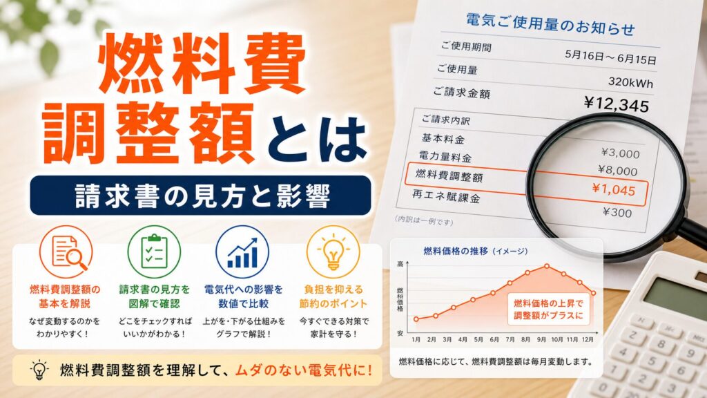 燃料費調整額とは何か｜請求書の見方と電気代への影響｜比較・見直しガイドのアイキャッチ画像