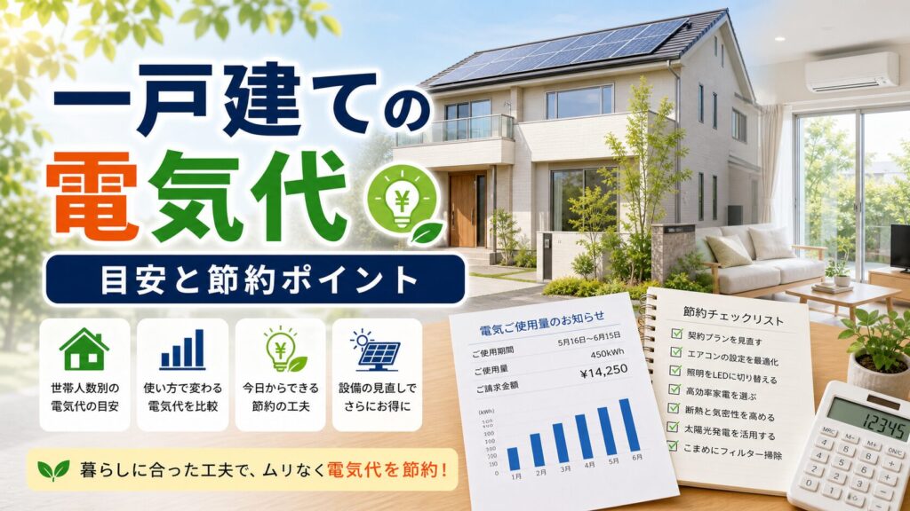 一戸建て・マイホームの電気代目安と節約ポイント｜比較・見直しガイドのアイキャッチ画像