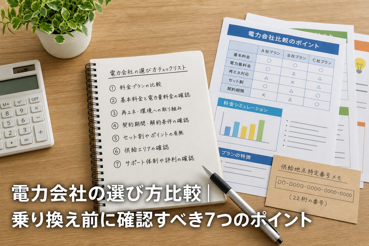 電力会社の選び方比較｜乗り換え前に確認すべき7つのポイントのアイキャッチ画像