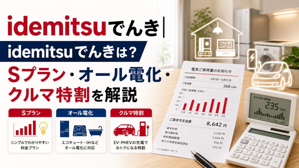 idemitsuでんき|idemitsuでんきは？Sプラン・オール電化・クルマ特割を解説のアイキャッチ画像
