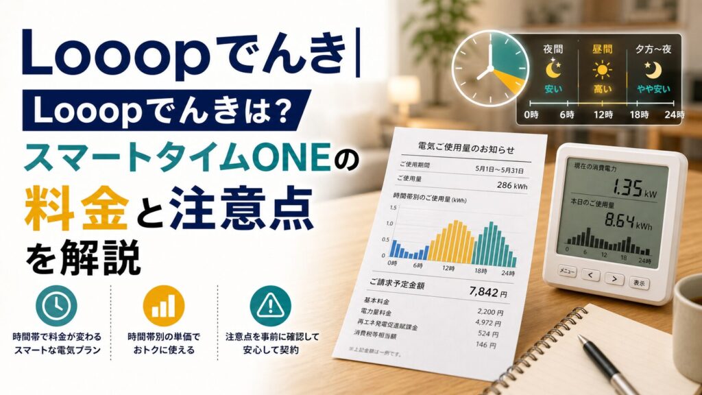 Looopでんき|Looopでんきは？スマートタイムONEの料金と注意点を解説のアイキャッチ画像
