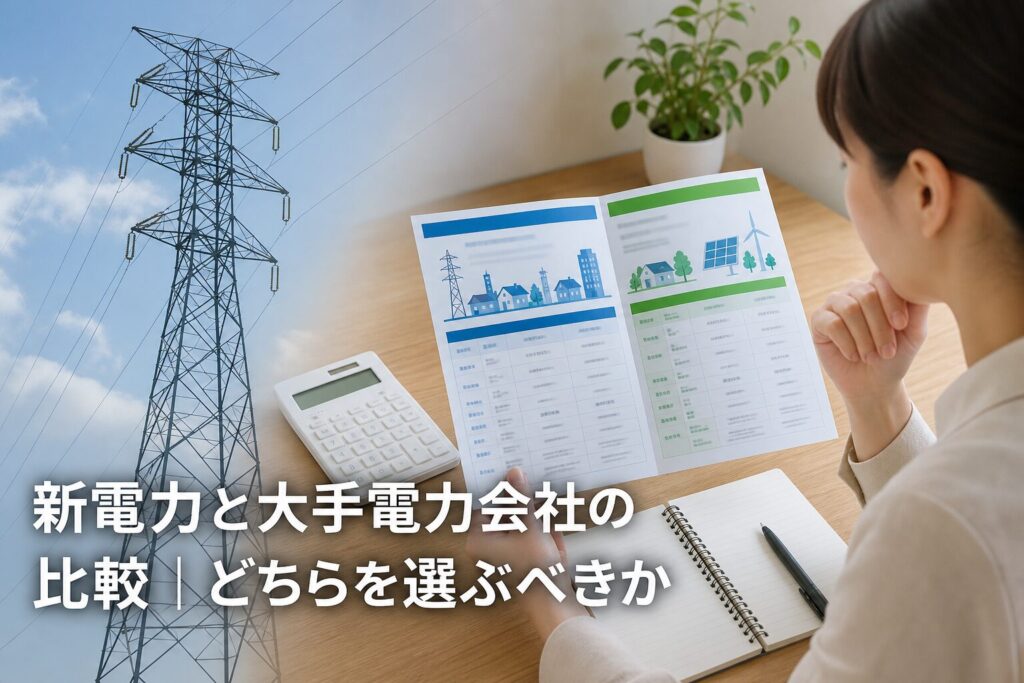 新電力と大手電力会社の比較｜どちらを選ぶべきかのアイキャッチ画像
