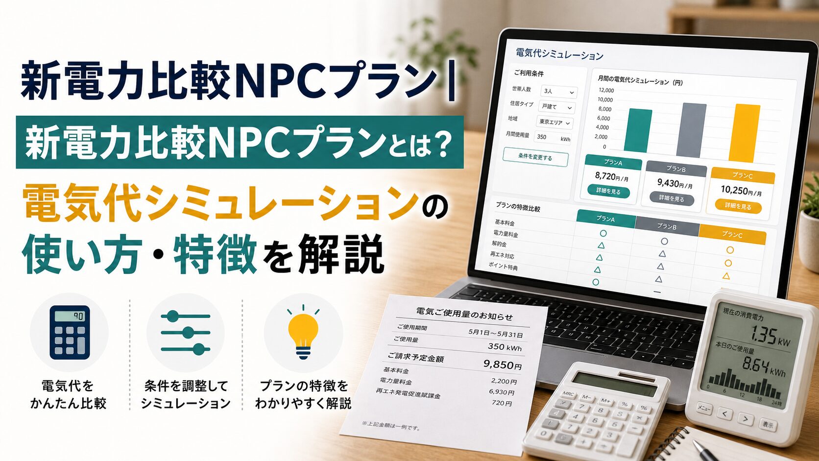 新電力比較NPCプラン|料金シミュレーションの特徴と注意点を解説のアイキャッチ画像