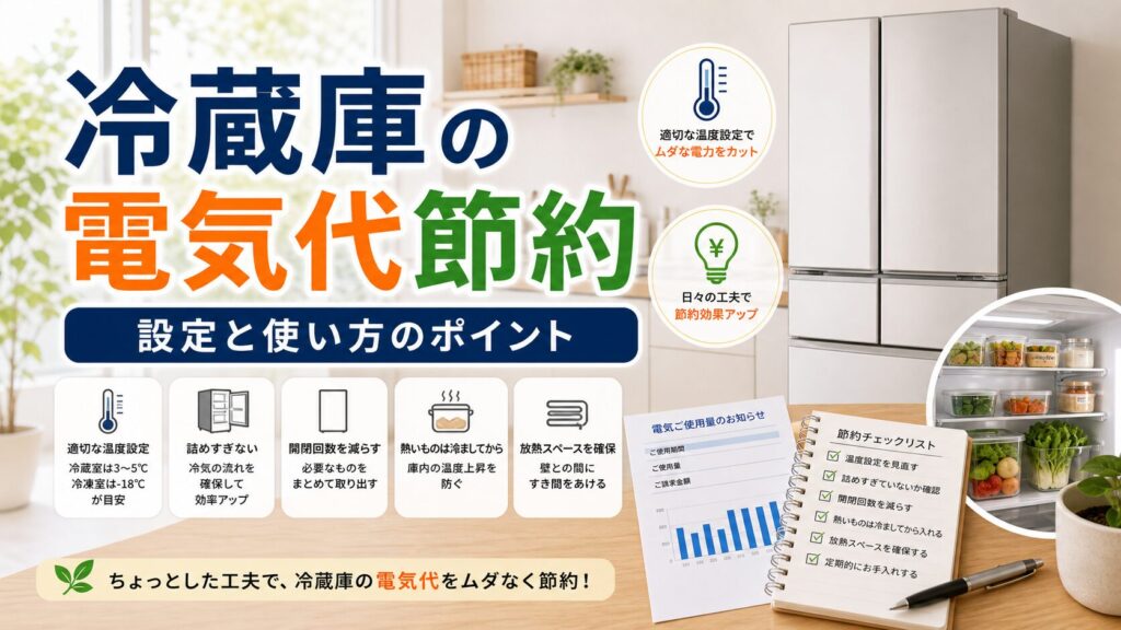 冷蔵庫の電気代節約方法｜設定と使い方で変わる電力消費｜比較前ガイドのアイキャッチ画像