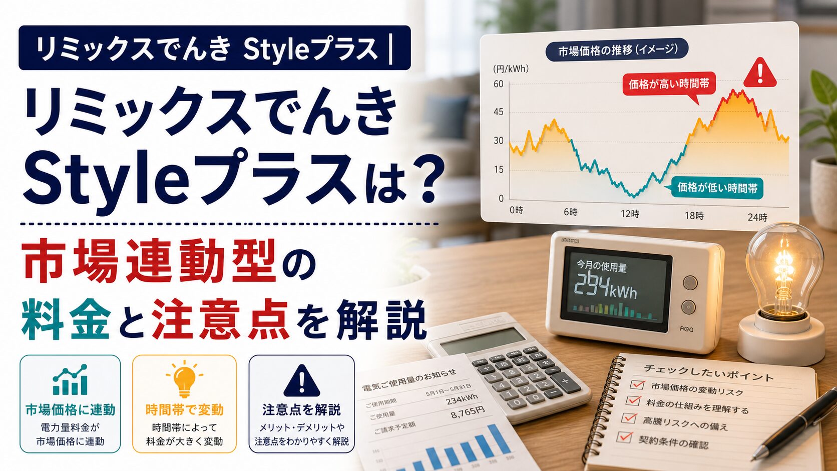 リミックスでんき Styleプラス|リミックスでんきStyleプラスは?市場連動型の料金と注意点を解説のアイキャッチ画像