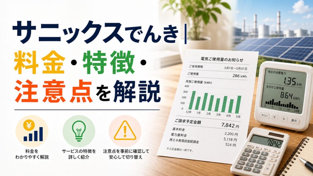 サニックスでんき|料金・特徴・注意点を解説のアイキャッチ画像