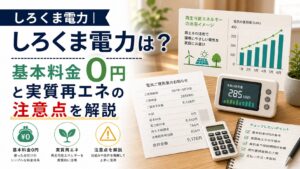 しろくま電力|しろくま電力は？基本料金0円と実質再エネの注意点を解説のアイキャッチ画像