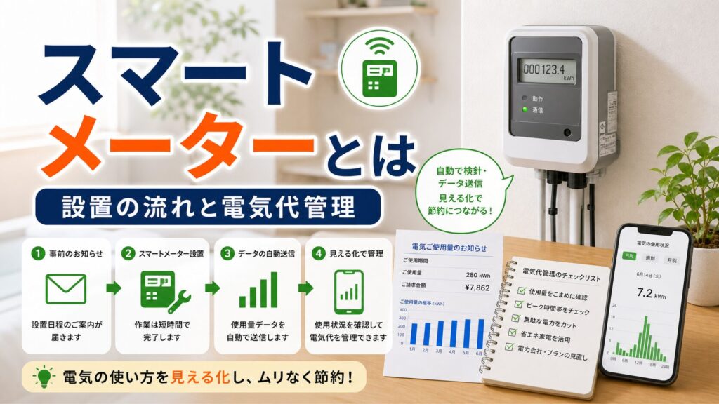 スマートメーターとは｜設置の流れと電気代管理への活用｜比較前ガイドのアイキャッチ画像