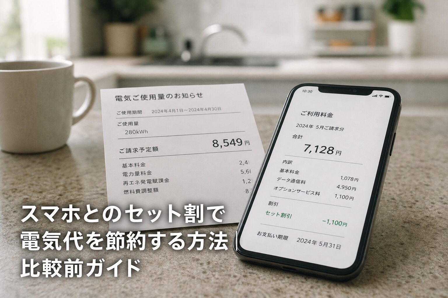 スマホとのセット割で電気代を節約する方法｜比較前ガイドのアイキャッチ画像