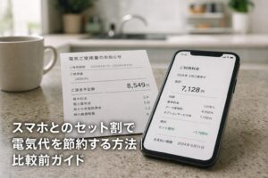 スマホとのセット割で電気代を節約する方法｜比較前ガイドのアイキャッチ画像