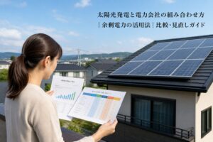 太陽光発電と電力会社の組み合わせ方｜余剰電力の活用法｜比較・見直しガイドのアイキャッチ画像
