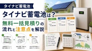 タイナビ蓄電池|タイナビ蓄電池は？無料一括見積りの流れと注意点を解説のアイキャッチ画像