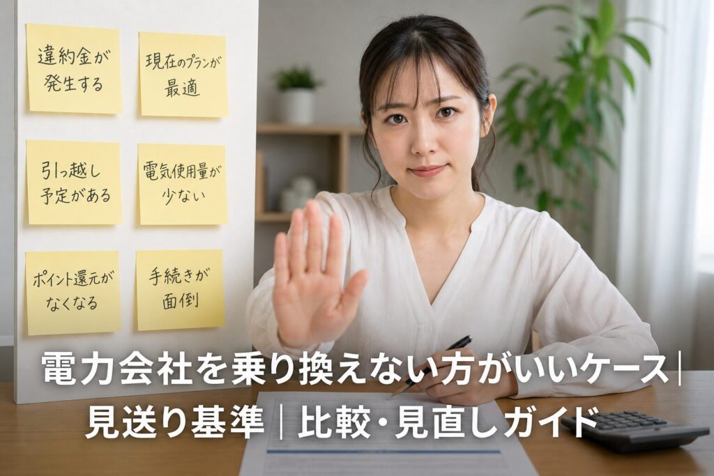 電力会社を乗り換えない方がいいケース｜見送り基準｜比較・見直しガイドのアイキャッチ画像